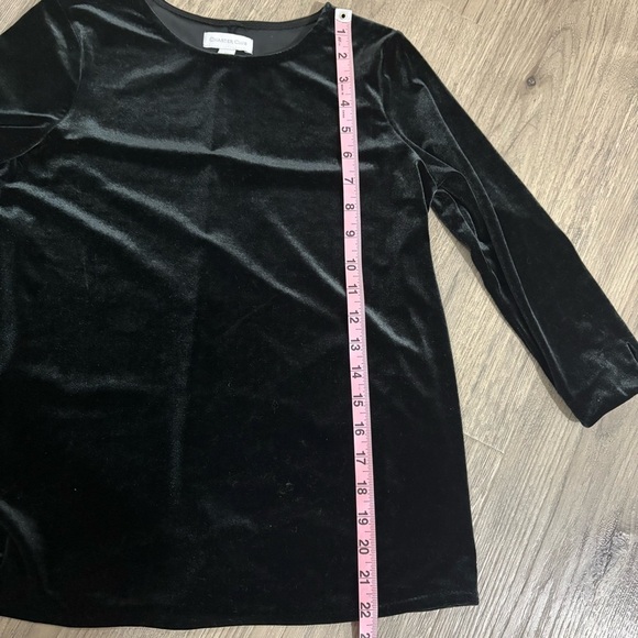 Charter Club Women's Sz PP Black Velvet 3/4 Sleeve Top Whimsigoth Fairy Witchy - Picture 7 of 9